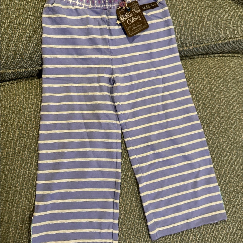Matilda Jane Purple and White Pajama Bottoms with Elastic Waistband